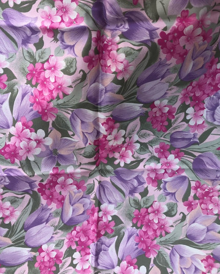 Vintage Scarf Poly Tie rack Pink purple flowers VG