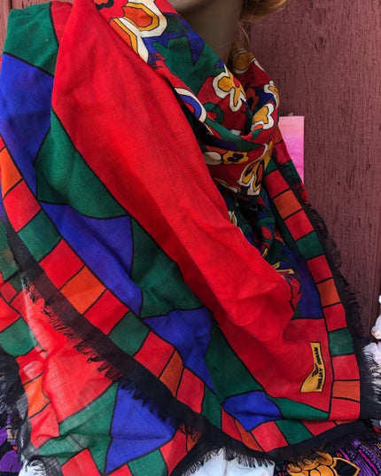 Mario Valentino Silk Scarf 50”x50” Wrap Colorful Italy