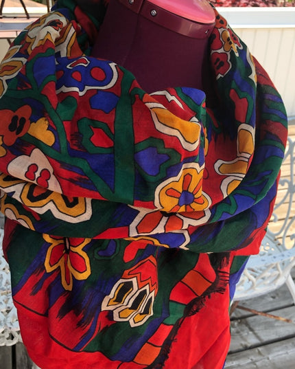 Mario Valentino Silk Scarf 50”x50” Wrap Colorful Italy