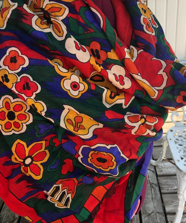 Mario Valentino Silk Scarf 50”x50” Wrap Colorful Italy