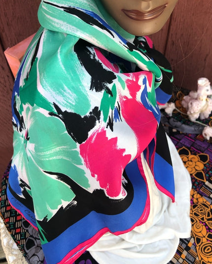 Vintage Pierre Cardin Paris Silk Scarf flowers