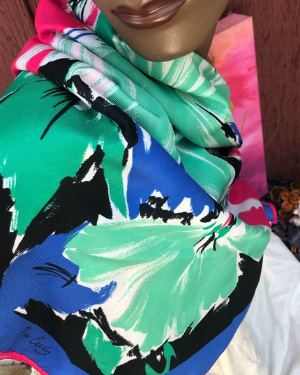 Vintage Pierre Cardin Paris Silk Scarf flowers