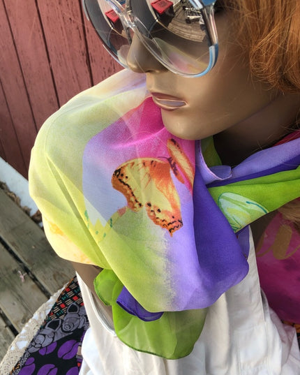 Poly sheer Butterfly scarf New! Beautiful