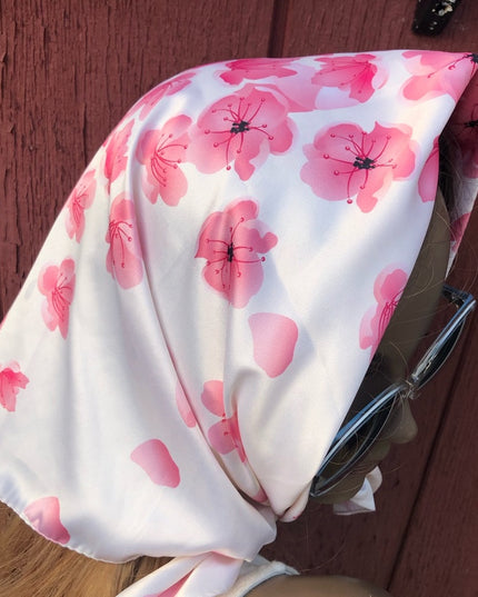 Shiseido Pink flower  white Rare scarf