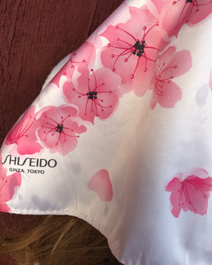 Shiseido Pink flower  white Rare scarf