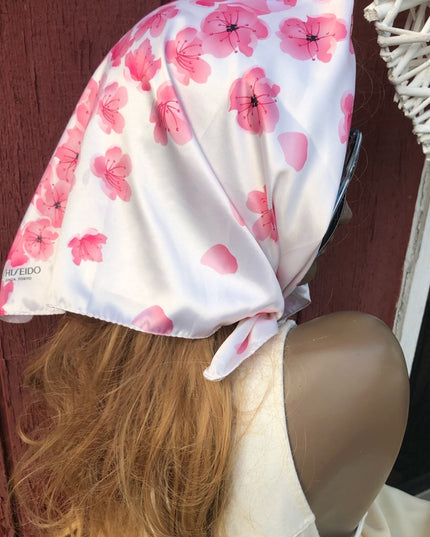 Shiseido Pink flower  white Rare scarf