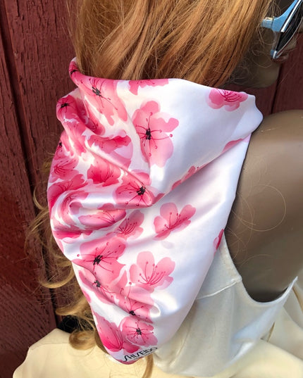 Shiseido Pink flower  white Rare scarf