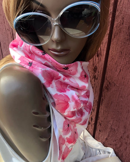 Shiseido Pink flower  white Rare scarf