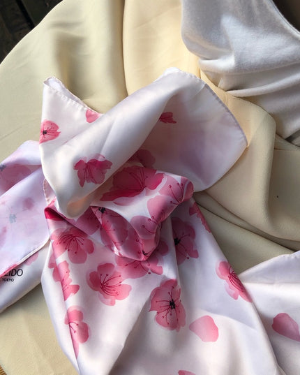 Shiseido Pink flower  white Rare scarf
