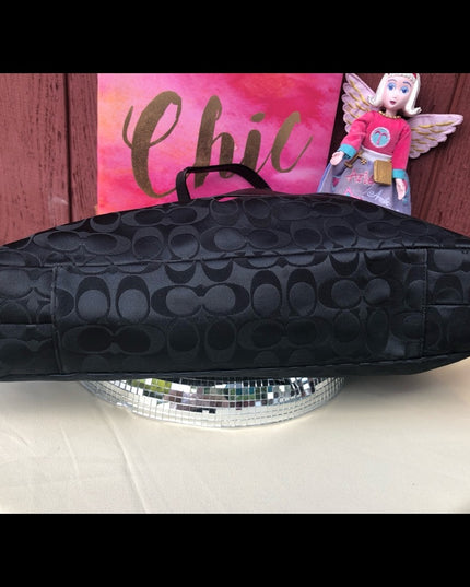 F15510 Lg Coach shoulder hobo black bag