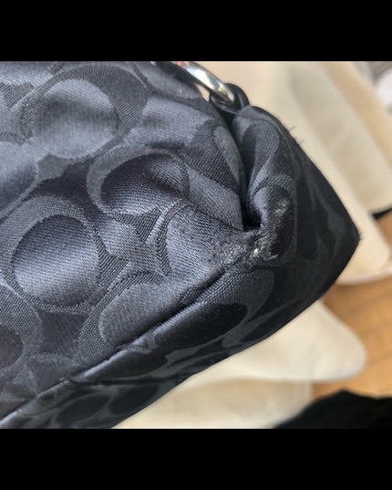 F15510 Lg Coach shoulder hobo black bag