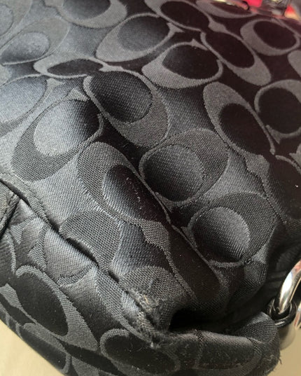 F15510 Lg Coach shoulder hobo black bag