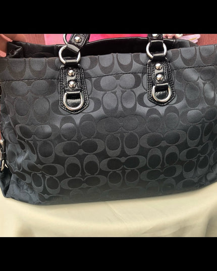 F15510 Lg Coach shoulder hobo black bag