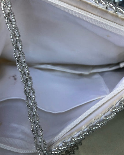 Vintage silver bead shoulder purse Evening wedding