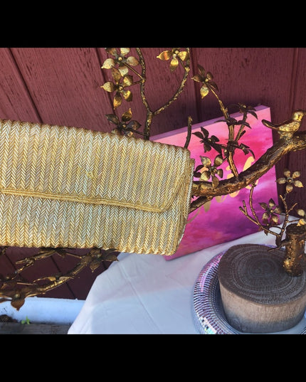 Vintage Gold Bead Simpsons Clutch 8x5”