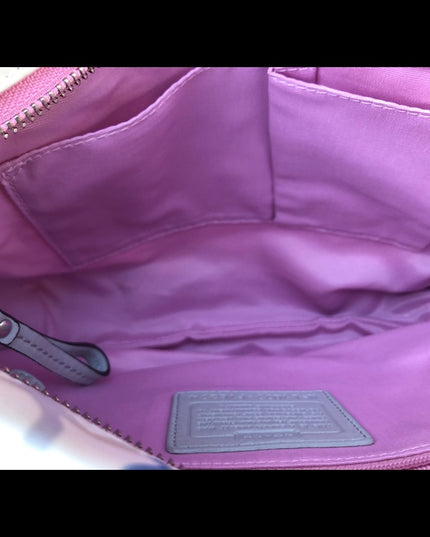 F16274 Coach shoulder bag signature White pink