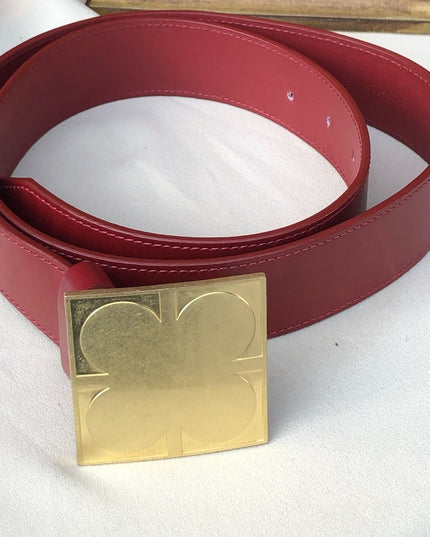 Vintage Liz Claiborne red leather belt brass