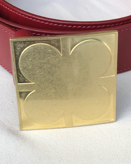 Vintage Liz Claiborne red leather belt brass