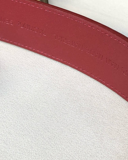 Vintage Liz Claiborne red leather belt brass