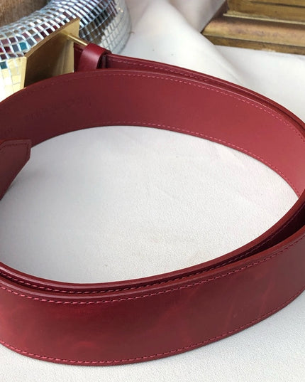 Vintage Liz Claiborne red leather belt brass