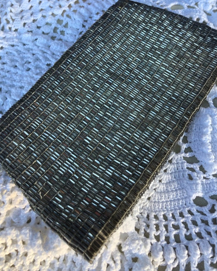 Vintage Silver glass seed bead clutch small purse