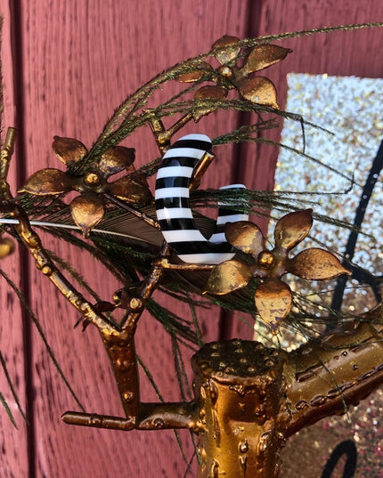 Vintage 1960s Black and white stripe hoop earrings