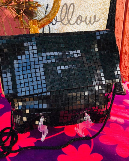 Vintage 1980s Artel Black plastic purse 👛 Disco
