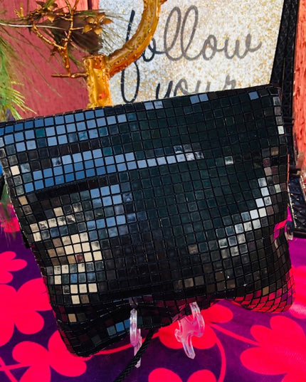 Vintage 1980s Artel Black plastic purse 👛 Disco