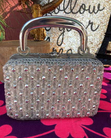 Vintage plastic bead hard small box purse Italy