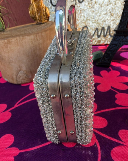 Vintage plastic bead hard small box purse Italy