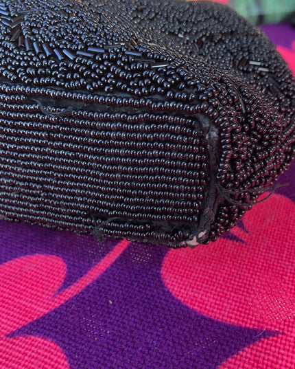 Vintage black bead evening bag 1950s