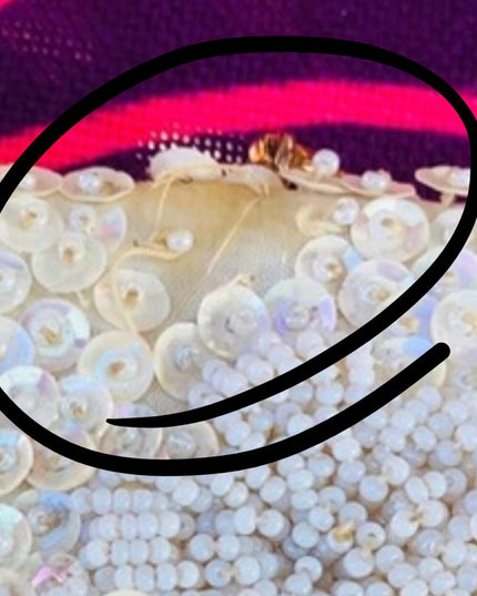 Beautiful off white beaded sequin bag wristlet