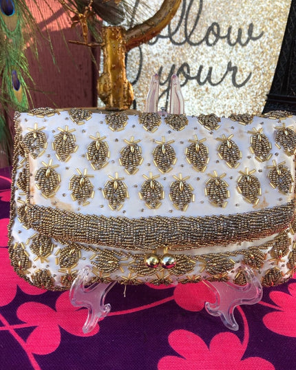 Vintage Gold bead clutch 1940s Beautiful