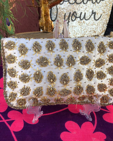 Vintage Gold bead clutch 1940s Beautiful