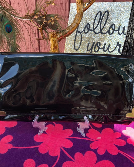 Vintage large Black 1960s Patent leather clutch