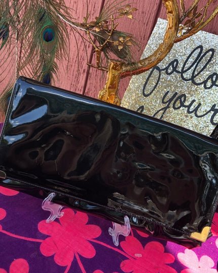 Vintage large Black 1960s Patent leather clutch