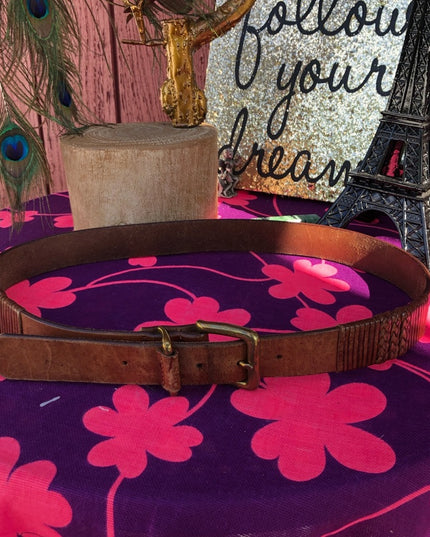 Vintage Tan leather distressed belt 42”