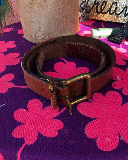 Vintage Tan leather distressed belt 42”