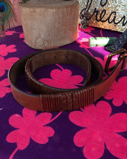 Vintage Tan leather distressed belt 42”