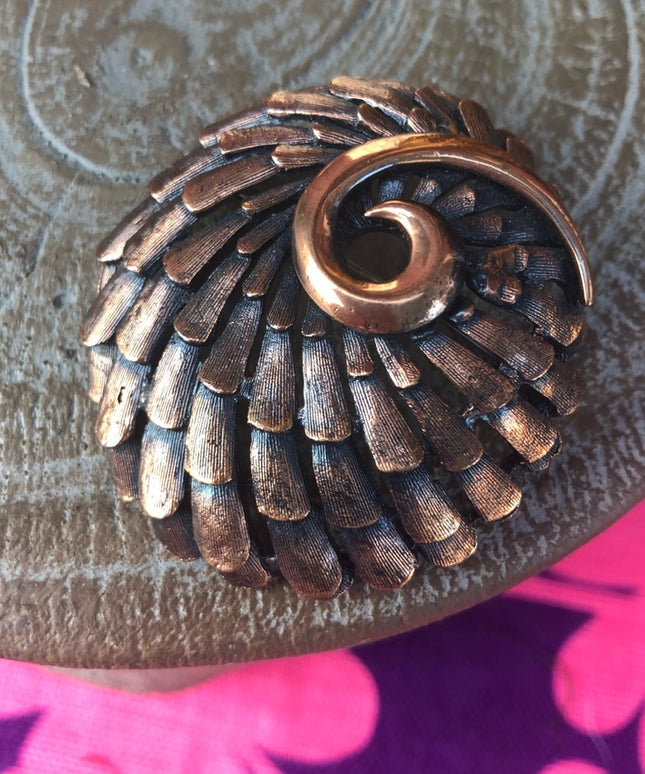 Vintage Copper color spiral brooch 1960s