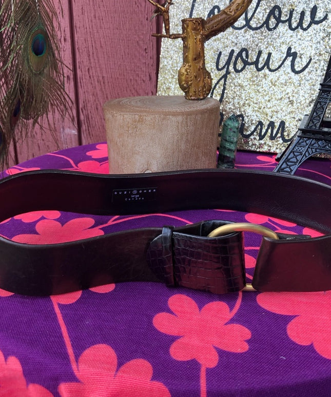 Suzi Roher Black leather 2” chunky belt