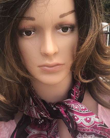 Jones New York Pink black paisely scarf silk
