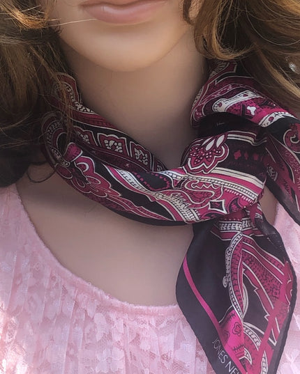 Jones New York Pink black paisely scarf silk