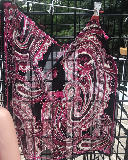 Jones New York Pink black paisely scarf silk