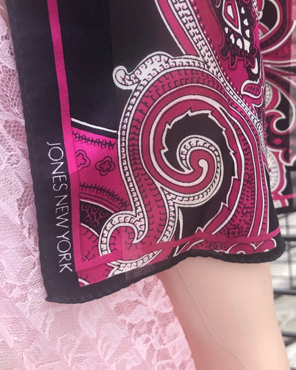 Jones New York Pink black paisely scarf silk
