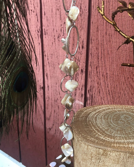 Abalone shell long 30” necklace with silver tone