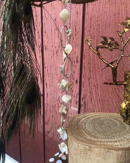Abalone shell long 30” necklace with silver tone