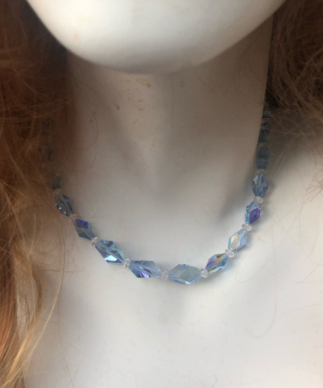 Vintage 16” blue Crystal necklace