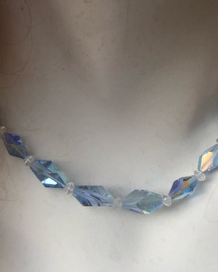 Vintage 16” blue Crystal necklace