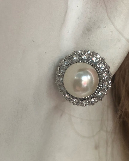 Faux pearl & crystal rhinestone earrings